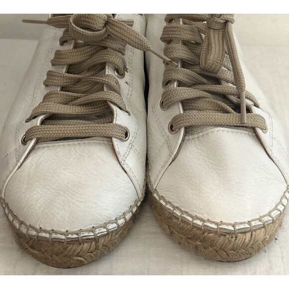 Maypol Anthropologie White Leather Espadrille Sneakers Size 41 - Picture 5 of 7